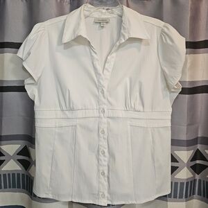 Dressbarn White Short-Sleeve Button Down Shirt